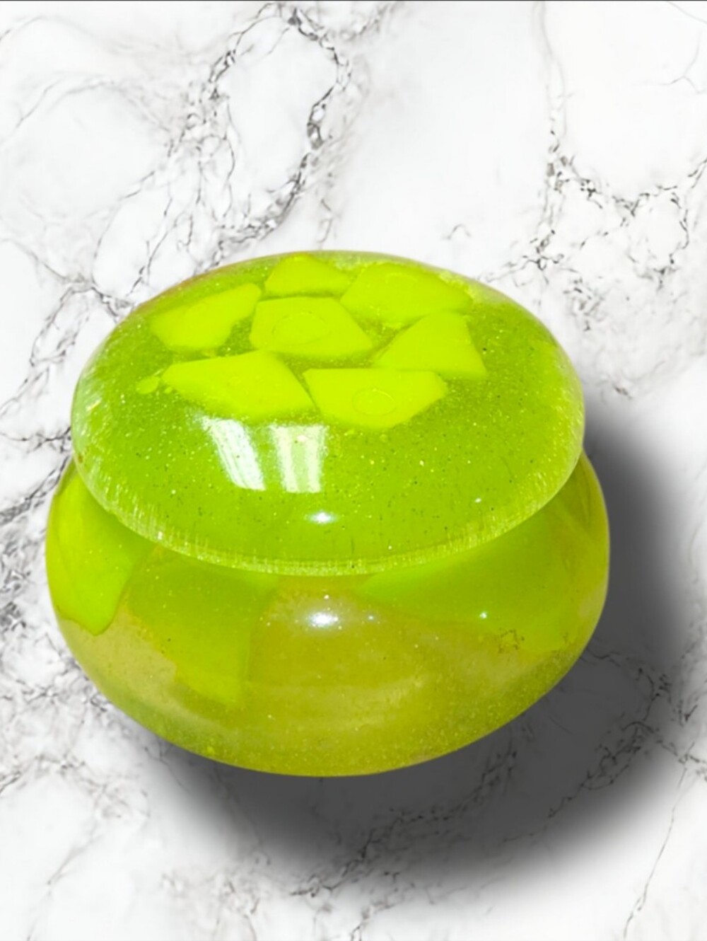 Hand Crafted Lime Green Decorative Glass Trinket Jar